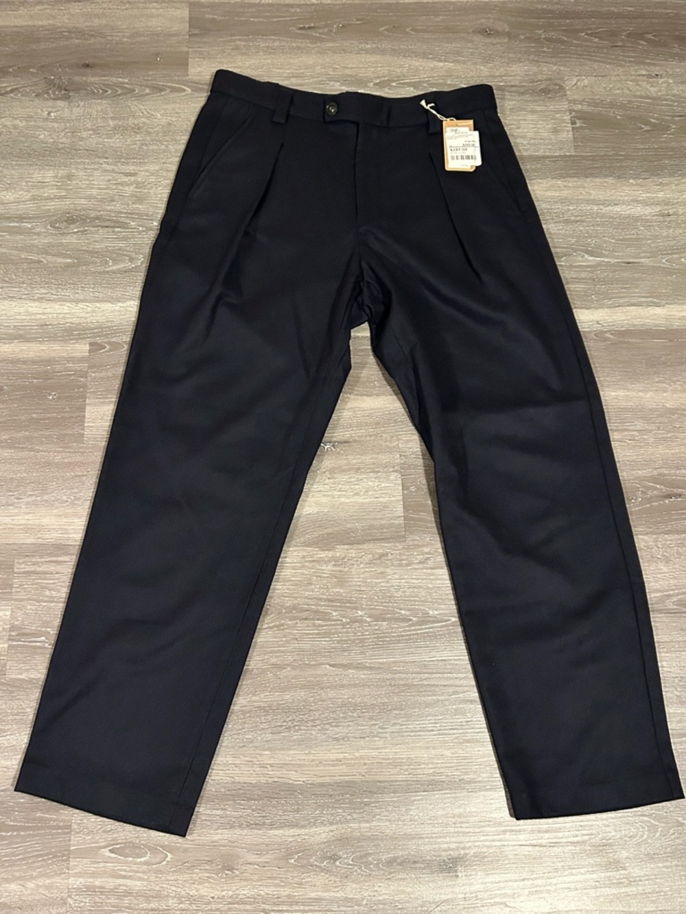 A.P.C. Renato Pants Mens 52 Navy Wool Flannel Pleated Dress Trousers Pantalon